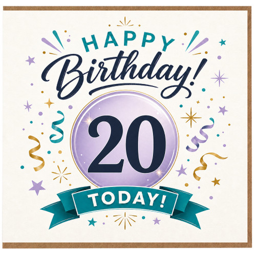 20th Birthday Card, Happy Birthday Today Design for Age 20