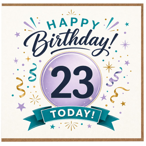 23rd Birthday Card, Happy Birthday 23 Today Celebration Card