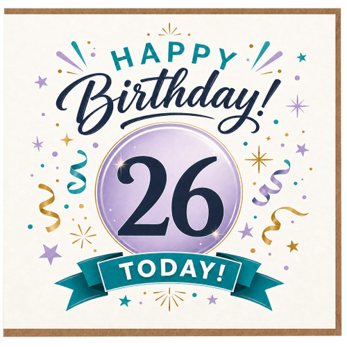 26th Birthday Card, Happy Birthday Today Card