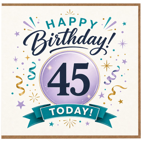 45th Birthday Card, Happy Birthday 45 Today Celebration Card