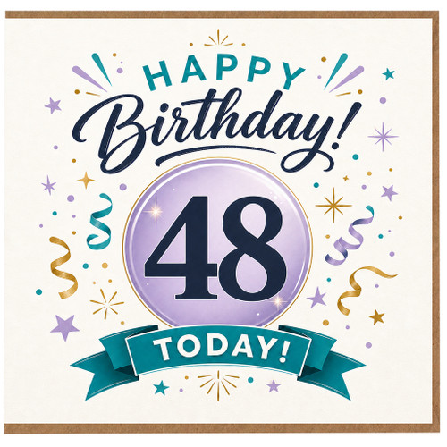 48th Birthday Card, Happy Birthday 48 Today Card