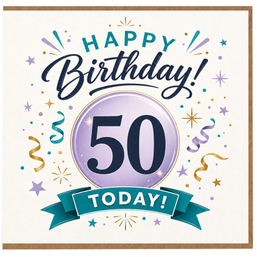 50th Birthday Card, Happy Birthday Today Celebration Card