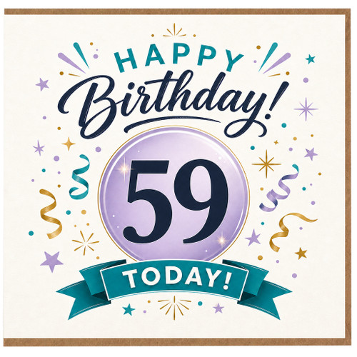 59th Birthday Card, Happy Birthday 59 Today Celebration Card