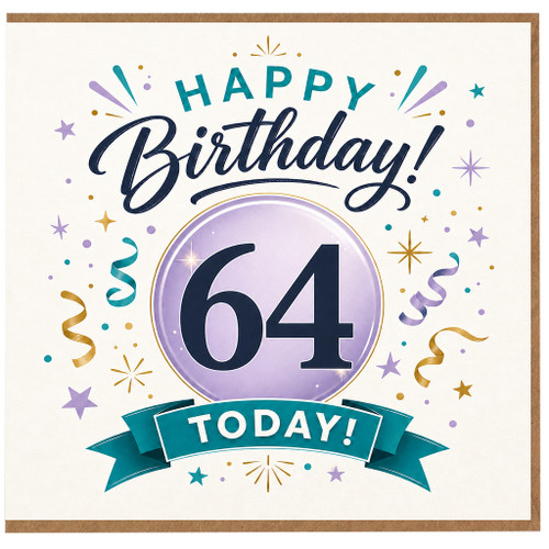 64th Birthday Card, Happy Birthday Today Card