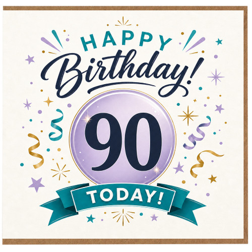 90th Birthday Card, Happy Birthday Today Card