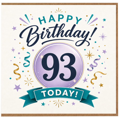 93rd Birthday Card, Happy Birthday Today, Festive Celebration Card