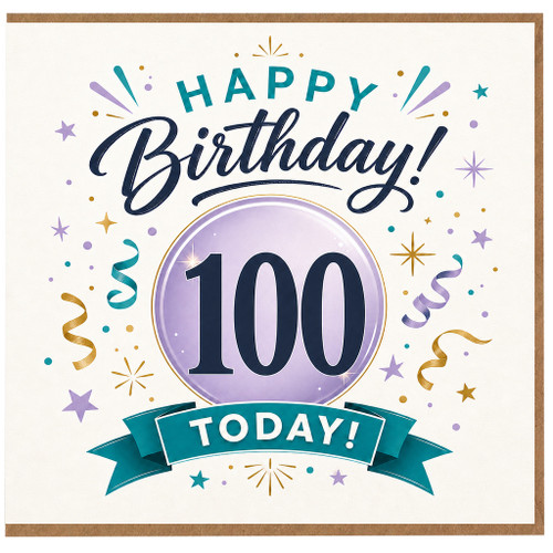 100th Birthday Card, Happy Birthday Today Celebration Card