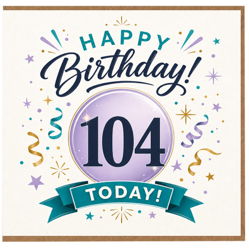 104th Birthday Card, Happy Birthday Today Card