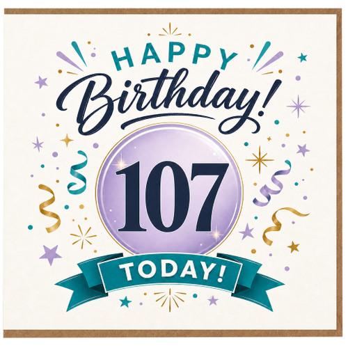 107th Birthday Card, Happy Birthday Today Card