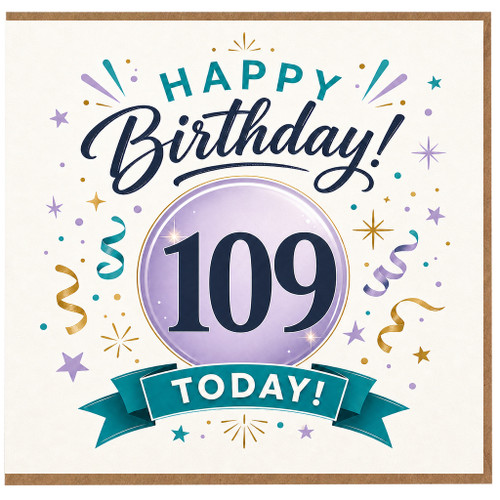 109th Birthday Card, Happy Birthday 109 Today Celebration Card