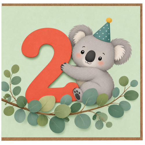 2nd Birthday Card, Cute Koala Birthday Card