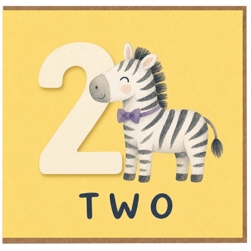 2nd Birthday Card, Cute Zebra Design