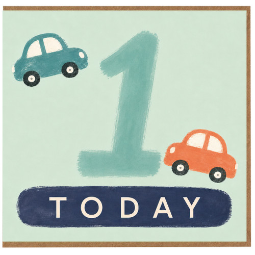 1st Birthday Card, Cute Cars and Today Design