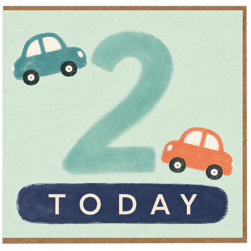 2nd Birthday Card, Cute Cars Today Design