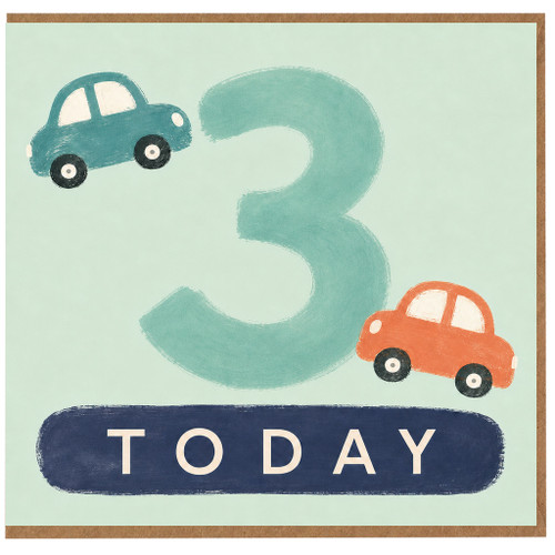 3rd Birthday Card, with Cars and Today Design