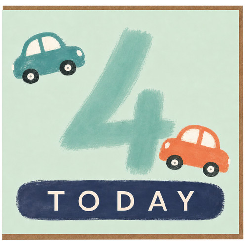 4th Birthday Card, Cars Today Design