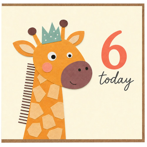 6th Birthday Card, Giraffe 6 Today Card