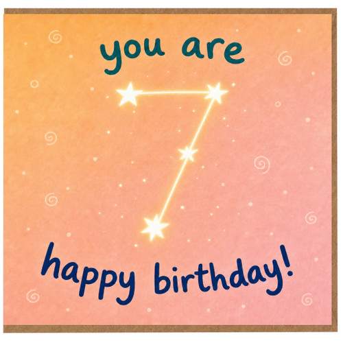 7th Birthday Card, You Are 7 Happy Birthday Card