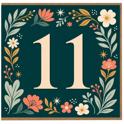 11th Birthday Card, Floral Number 11