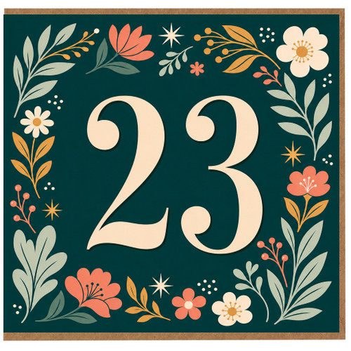 23rd Birthday Card, Floral Number 23 Birthday Card