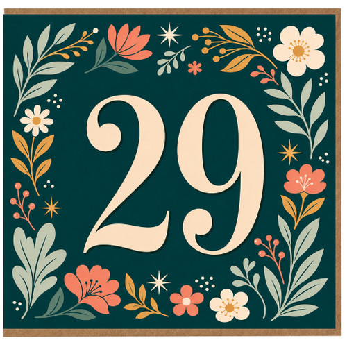 29th Birthday Card, Floral Number 29 Greeting Card