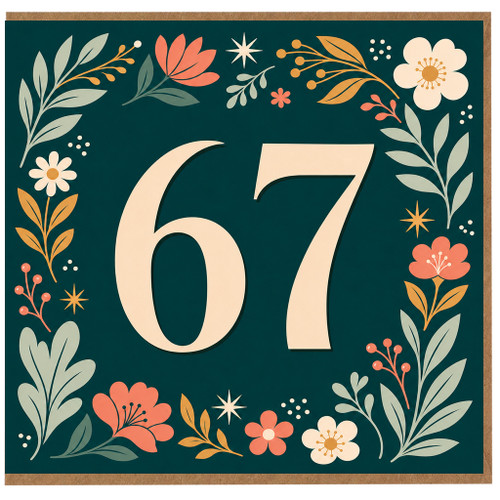 67th Birthday Card, Floral 67 Birthday Card