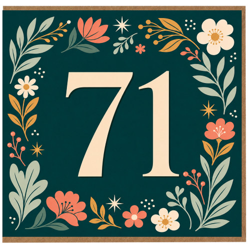 71st Birthday Card, Floral 71 Birthday Card