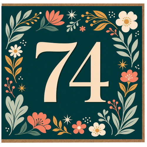 74th Birthday Card, Floral Design