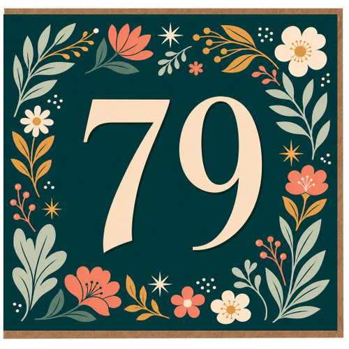 79th Birthday Card, Floral Number 79 Birthday Card