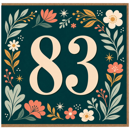 83rd Birthday Card, Floral Number 83 Birthday Card