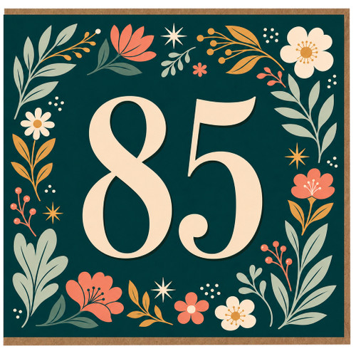 85th Birthday Card, Floral Botanical Design