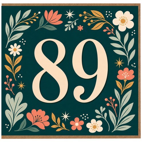 89th Birthday Card, Floral Milestone Birthday Card