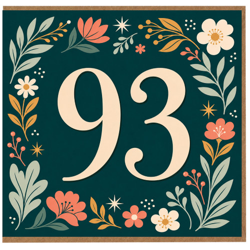 93rd Birthday Card, Floral Design Birthday Card