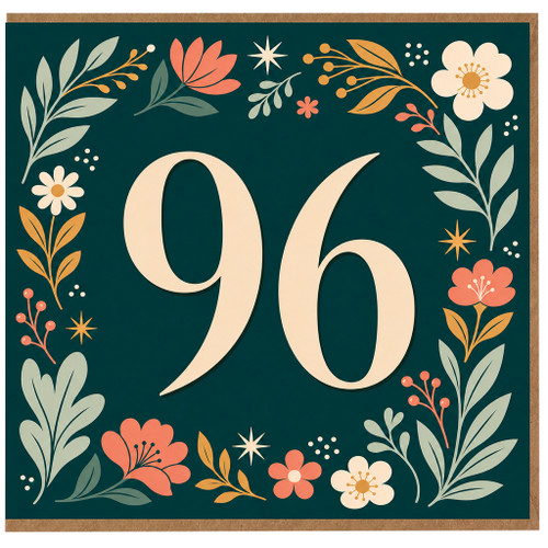 96th Birthday Card, Floral 96 Birthday Card