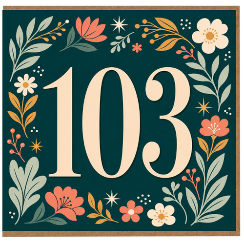 103rd Birthday Card, Floral Botanical Age 103 Birthday Card