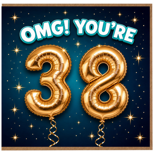 38th Birthday Card, OMG You're 38 Balloons Card