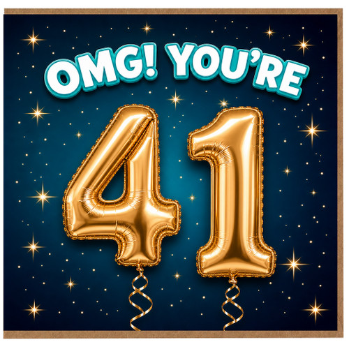41st Birthday Card, OMG You're 41 Balloon Design