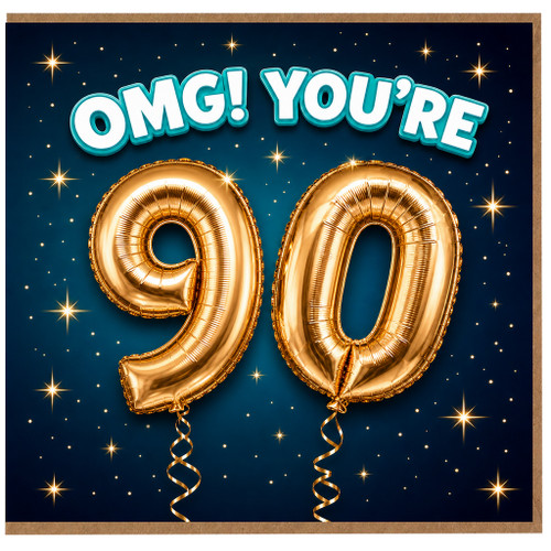 90th Birthday Card, OMG You're 90, Funny 90 Birthday Card