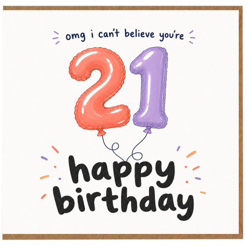 21st Birthday Card, Happy 21st Birthday Balloon Design Card