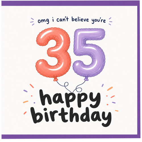 35th Birthday Card, OMG I Can't Believe You're 35 Happy Birthday Card