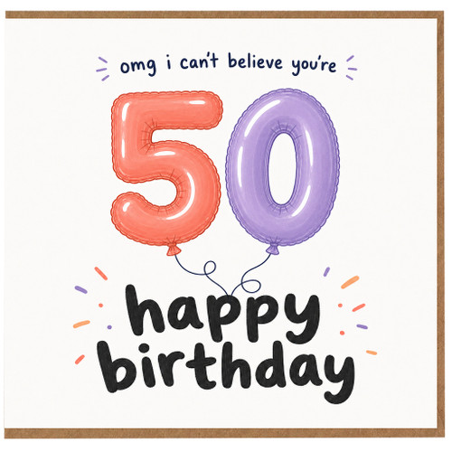 50th Birthday Card, Happy Birthday Balloon Design