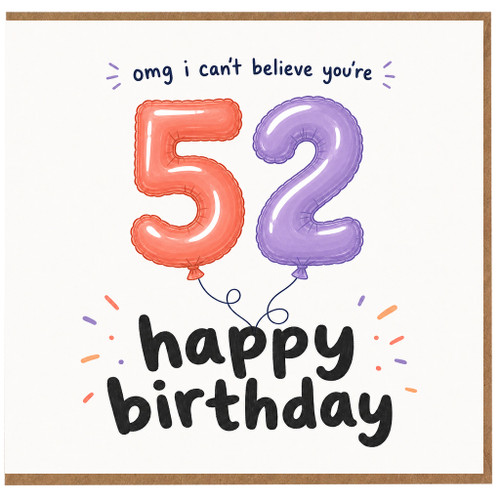 52nd Birthday Card, Happy 52nd Birthday Card