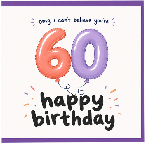 60th Birthday Card, 60 Happy Birthday Balloon Design