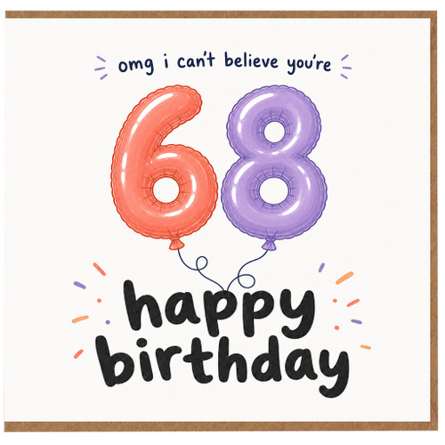 68th Birthday Card, Balloon Number Happy Birthday Card
