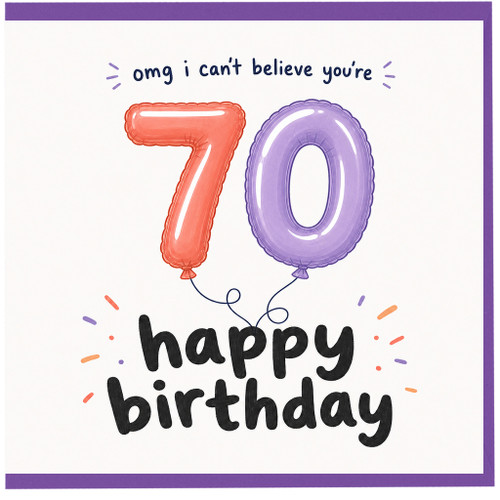 70th Birthday Card, Happy 70th Birthday Balloon Design