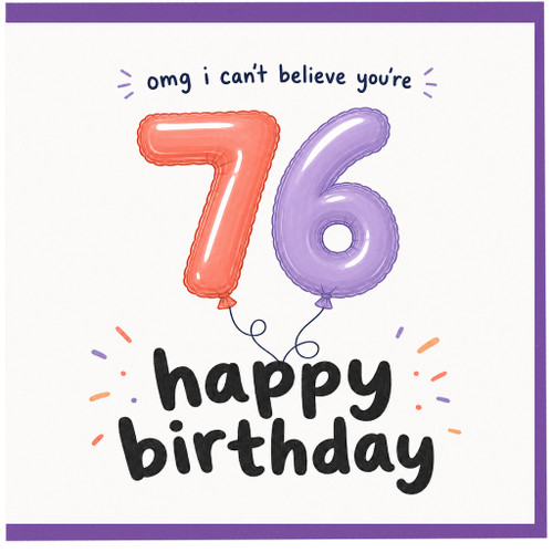 76th Birthday Card, Happy Birthday Balloons Design