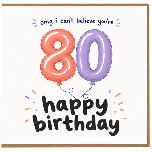 80th Birthday Card, Happy Birthday Balloon Number 80 Card