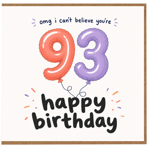 93rd Birthday Card, Happy Birthday Card for 93 Year Old, Funny Age 93 Birthday Card
