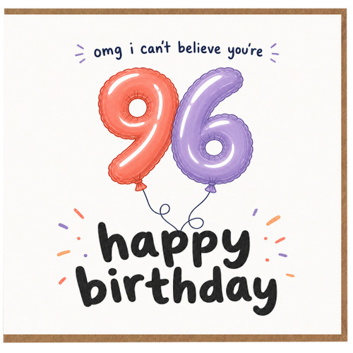 96th Birthday Card, Funny Happy Birthday Card for 96 Year Old