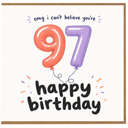 97th Birthday Card, Happy Birthday Balloon Design
